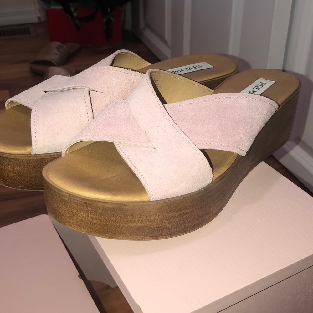 Steve Madden slide sandals blush